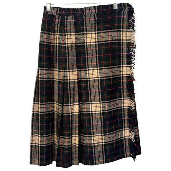 Pendleton Dresses & Skirts - Pendleton Wool Wrap Skirt Womens Size S Blue Plaid Fringe Pleats Vintage Rare